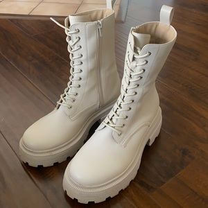Cream chunky boots from Missguided